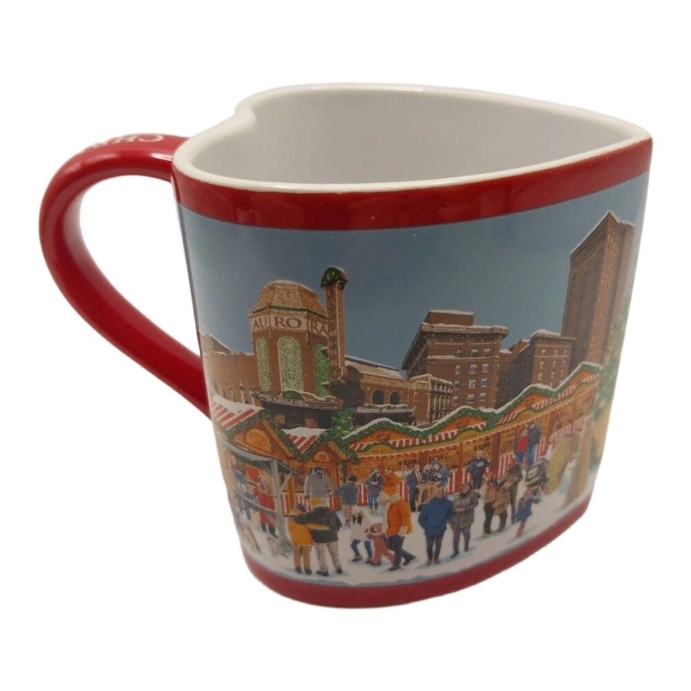 Chicago 2025 Heart Shaped Red Ceramic Mug Coffee Cup Cityscape Collectible New